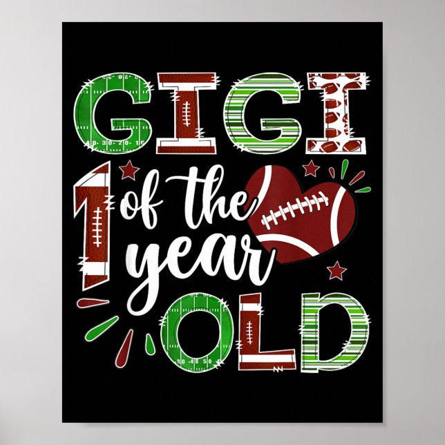 Gigi Of The 1 Year Old Football First Birthday Boy Poster (Framsidan)