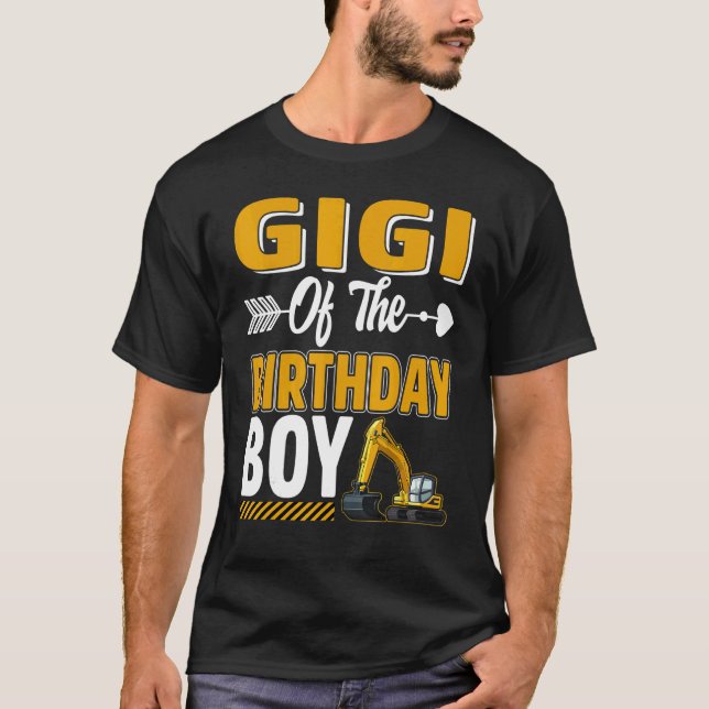 Gigi of the Birthday Boy Construction Lastbil Exca T Shirt (Framsida)