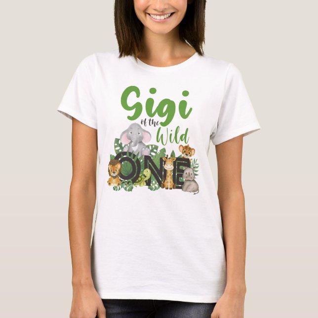 Gigi of the Vild One Safari Animals som matchar T Shirt (Framsida)