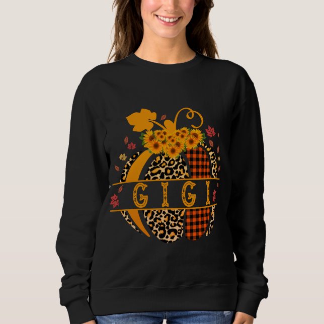 Gigi Pumpkin Leopard Skriv ut solros Buffalo Play T Shirt (Framsida)