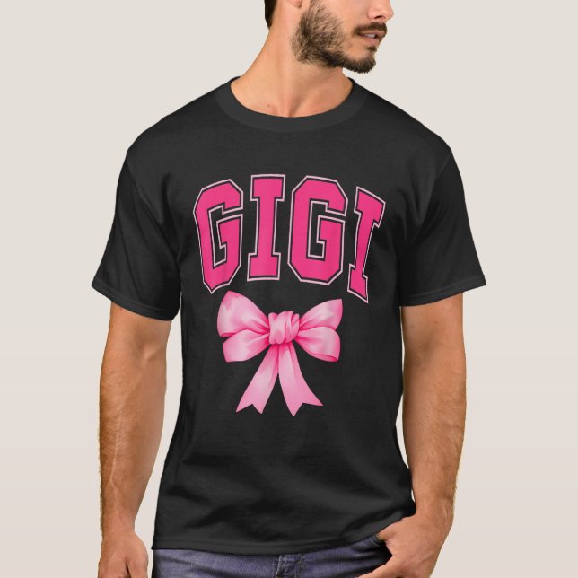 Gigi Rosa Coquette Bow Mor's Day Matching Famil T Shirt (Framsida)