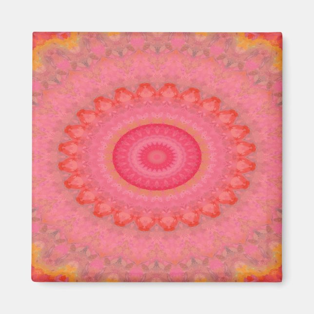 Gigi Rosa, Orange och Gult Mandala Magnet (Framsidan)