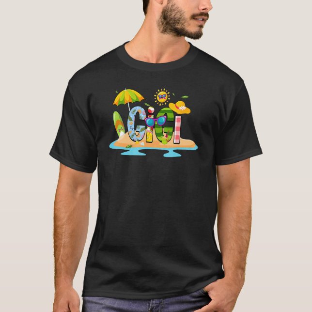 Gigi Summer Vacation Beach Matching Family Resa Mo T Shirt (Framsida)