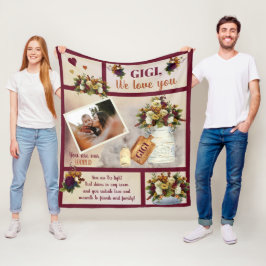 Gigi We Kärlek You Photo Fall Blommigt | Skripttex Fleecefilt