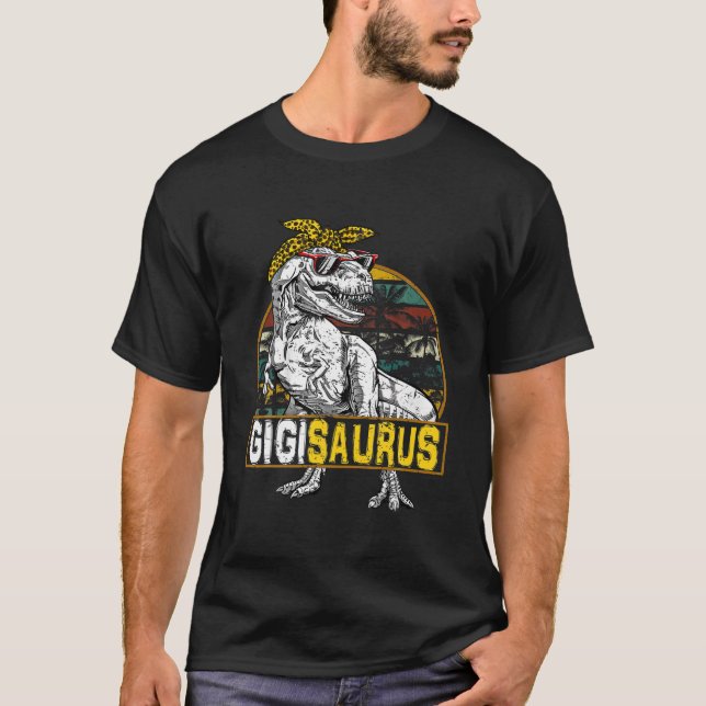 Gigisaurus Leopard T Rex Dinosaur Gigi Saurus Moth T Shirt (Framsida)
