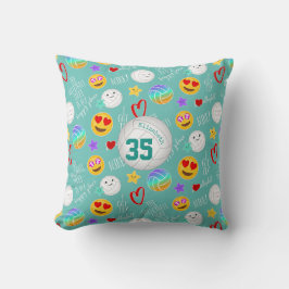 gigly volleyball lycklig kawaii emoji teal kudde