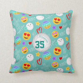 gigly volleyball lycklig kawaii emoji teal kudde