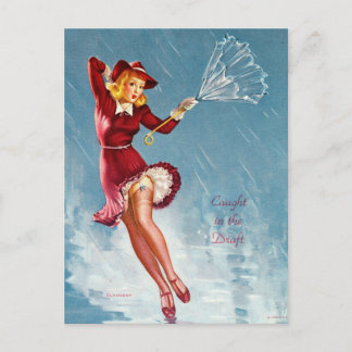 Gil Elvgren - Krävd i utkastet - Pin-up-flicka Vykort