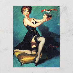 Gil Elvgren - Ruffled Feathers - Vintage pin up Vykort