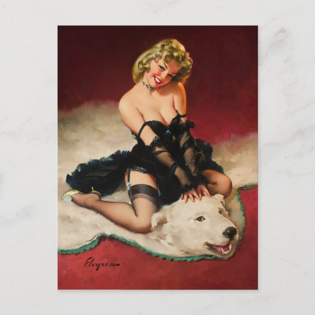 Gil Elvgren Vintage Pin-up-flicka Vykort (Framsida)