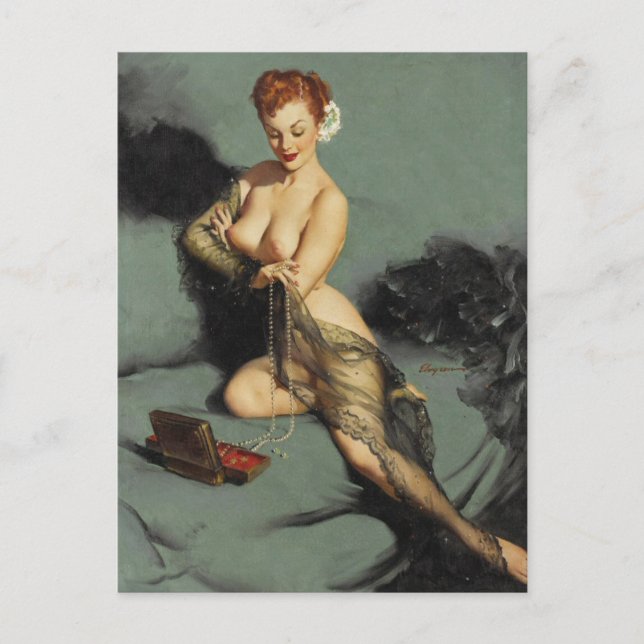 Gil Elvgren Vintage Pin-up-flicka Vykort (Framsida)