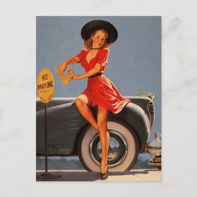 Gil Elvgren - Vintage-stift-flicka Vykort (Framsida)