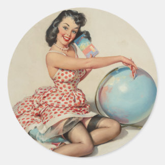 Gil Elvgren - Vintage-stift up girl art ♡ Classic Runt Klistermärke