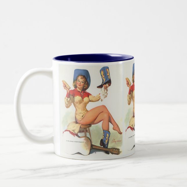 Gil Elvgren ♡ Vintage tag i ♡  Två-Tonad Mugg (Vänster)
