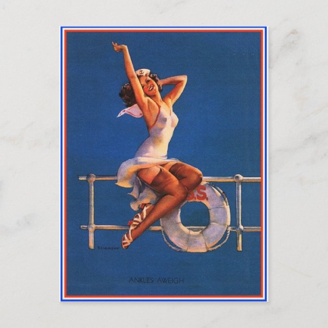 Gil Elvgren ♡ Vintage tag i ♡ Vykort (Framsida)