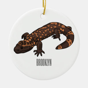 Gila monsterets tecknad illustration julgransprydnad keramik