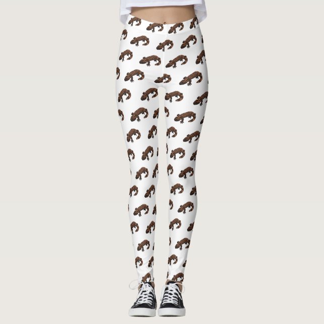 Gila monsterets tecknad illustration leggings (Framsida)