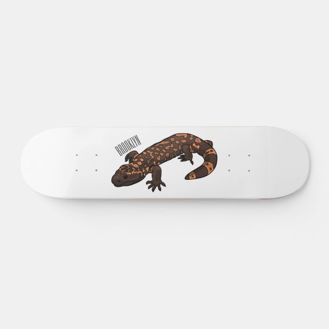 Gila monsterets tecknad illustration mini skateboard bräda 18,5 cm (Horz)
