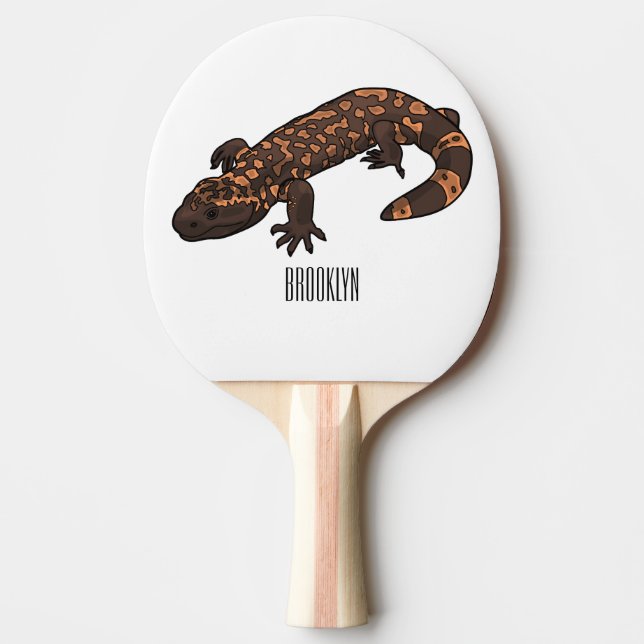 Gila monsterets tecknad illustration pingisracket (Framsidan)
