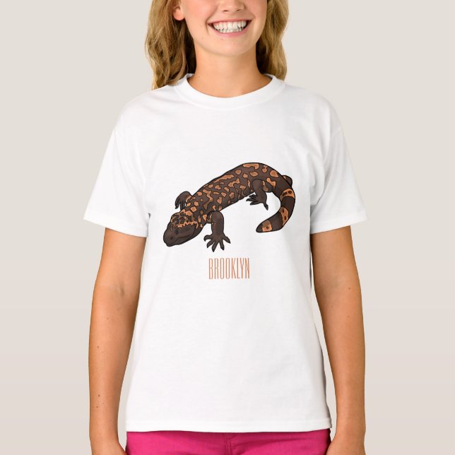 Gila monsterets tecknad illustration t shirt (Framsida)