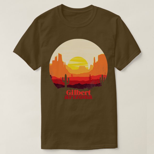 Gilbert Arizona Desert Illustration Vintage Souven T Shirt (Design framsida)
