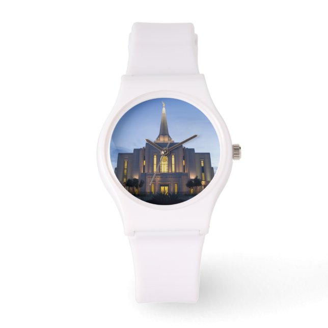 Gilbert Arizona LDS Temple White Silicon Watch Armbandsur (Framsida)