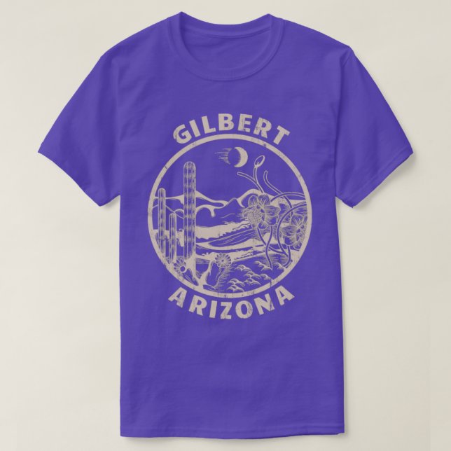 Gilbert Arizona Linocut Distress Desert Illustra T Shirt (Design framsida)