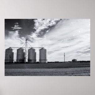 Gilbert Arizona Silos in Black and White Poster