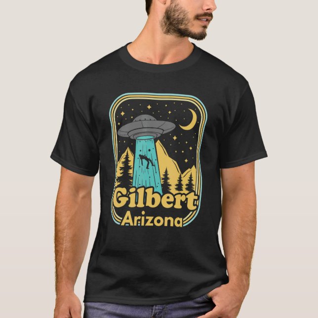 Gilbert Arizona Ufo Alien Hunter Ironic 80s State T Shirt (Framsida)