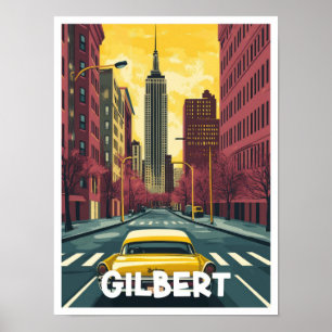 Gilbert Arizona USA Vintage resor Illustration Poster