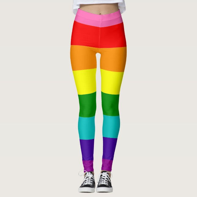 Gilbert Baker Pride Flagga Rainbow Stripe LGBT Leggings (Framsida)