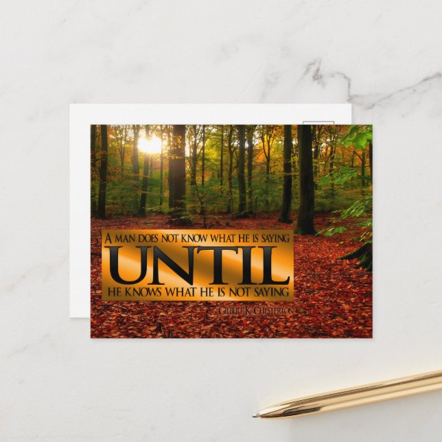 Gilbert K. Chesterton Inspirational Quote "Say" Vykort (Fram/Back In Situ)