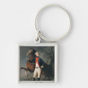 Gilbert Motier Markis de la Fayette, 1788 Fyrkantig Silverfärgad Nyckelring