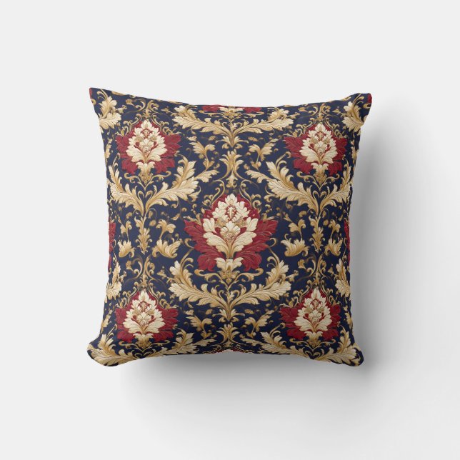 Gilded Art Nouveau Floral Damask Kudde (Framsida)
