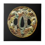 Gilded Asian Medallion by Vision Studio Kakelplatta<br><div class="desc">Unik utskrift av en gyllene asiatisk medallion av Vision Studio. En regnbåge av autologt färg i öga,  ge medaljonen varmt mot den svarta bakgrunden. Hämta ditt exemplar idag!</div>