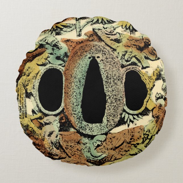 Gilded Asian Medallion by Vision Studio Rund Kudde (Framsidan)