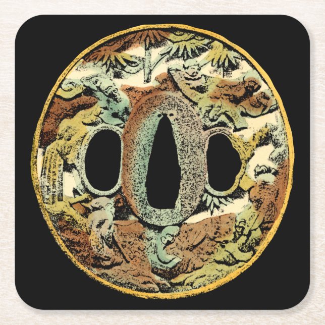 Gilded Asian Medallion by Vision Studio Underlägg Papper Kvadrat (Framsidan)