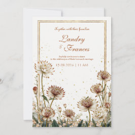 Gilded Astrantia Botanical Cream Wedding Inbjudningar