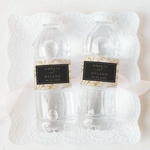 Gilded Blommigt   Cream och Guld Bröllop Vattenflaskor Etikett