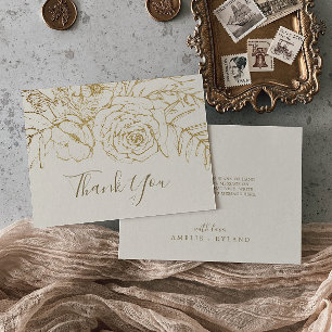 Gilded Blommigt Cream och Guld Tack Kort