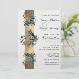 Gilded Blommigt Elegance bröllopsinbjudan Inbjudningar
