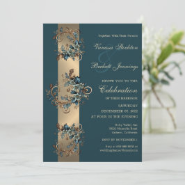 Gilded Blommigt Elegance bröllopsinbjudan Inbjudningar