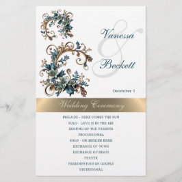 Gilded Blommigt Elegance Bröllopsprogram