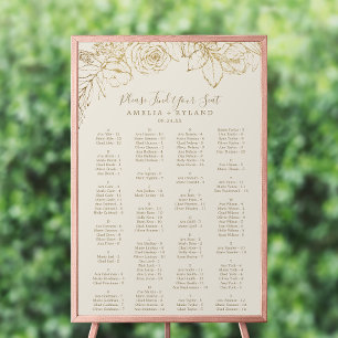 Gilded Blommigt Keram Alfabetiskt sittningsschem Poster