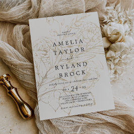Gilded Blommigt | Kläda och Guld Bröllop Inbjudningar