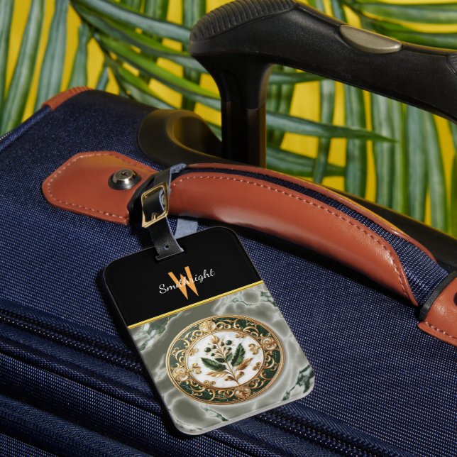 Gilded Blommigt Medallion på Marble Bagagebricka (Framsida Insitu 1)