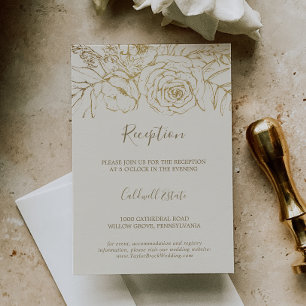 Gilded Blommigt Mottagning av Cream & Guld Tilläggskort