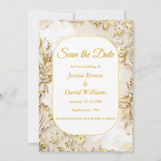Gilded Bloom Classic Bröllop spara datum Card Inbjudningar