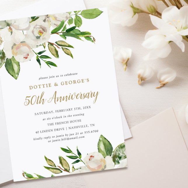 Gilded Blooms 50-årsjubileum Party-inbjudan Inbjudningar (Skapare uppladdad)