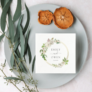 Gilded Blooms Blommigt Wandeand Bröllop Monogram Pappersservett